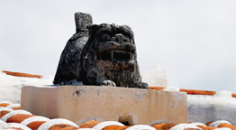 赤瓦の屋根とシーサー